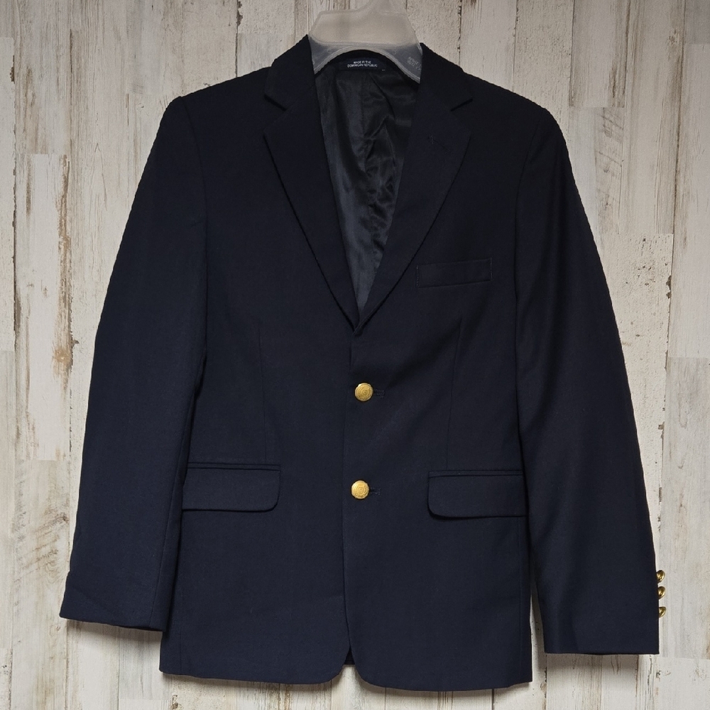 Chaps Blue and Gold Sport Coat with Notched Lapels